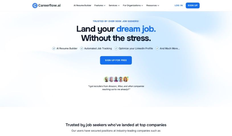 Screenshot of Careerflow