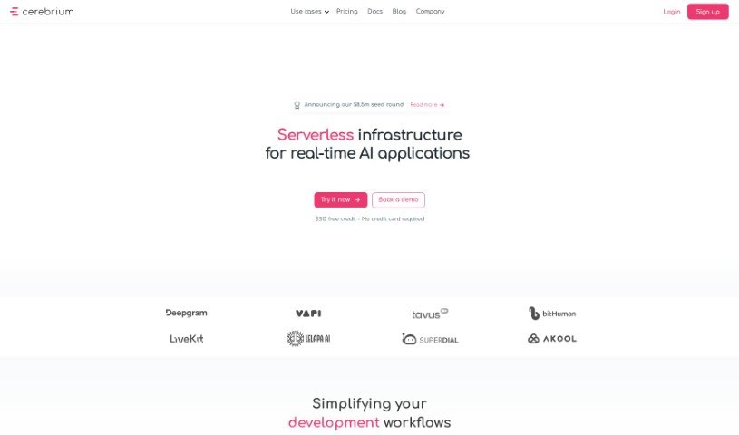Screenshot of Cerebrium AI