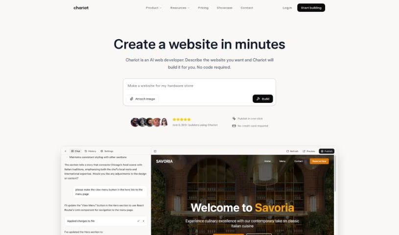 Screenshot of Chariot AI