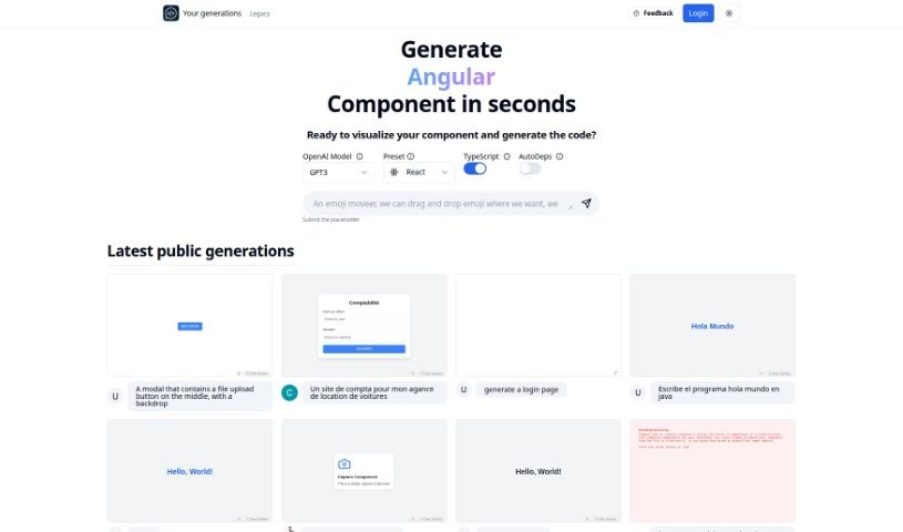 Screenshot of Chat2Code