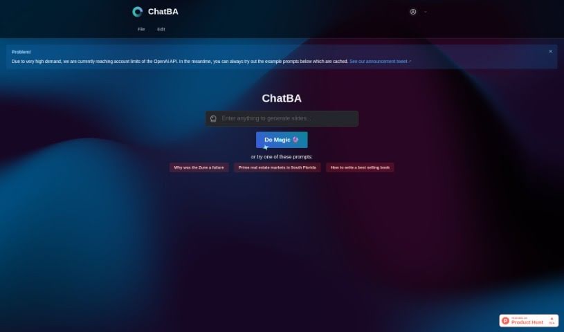 Screenshot of ChatBA