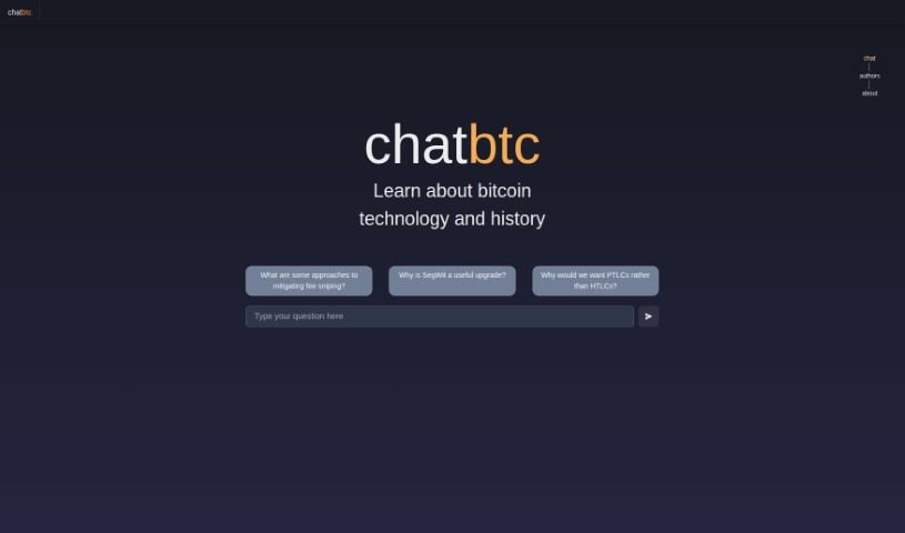 Screenshot of ChatBTC