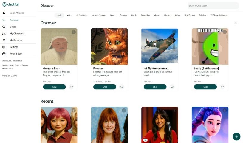 Screenshot of ChatFAI