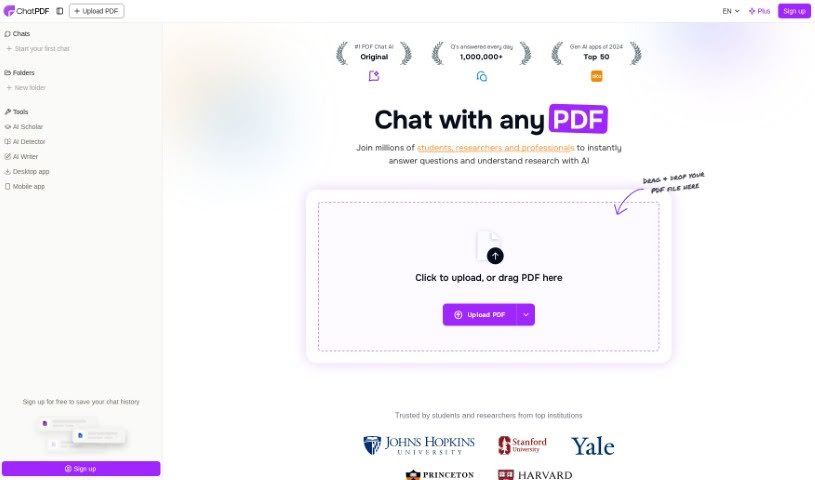 Screenshot of ChatPDF