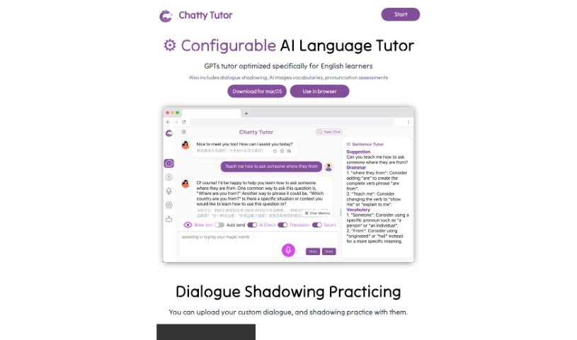 Screenshot of Chatty Tutor