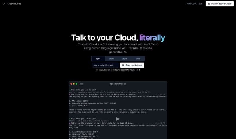 Screenshot of ChatWithCloud