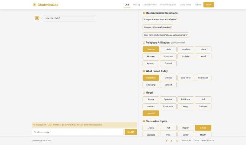 Screenshot of ChatwithGod