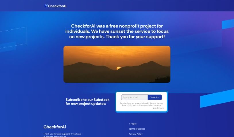 Screenshot of CheckforAi