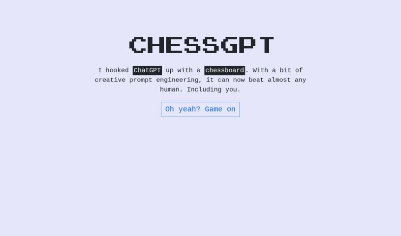 Screenshot of ChessGPT