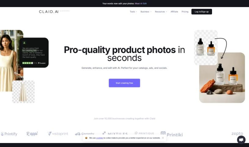 Screenshot of Claid Ai