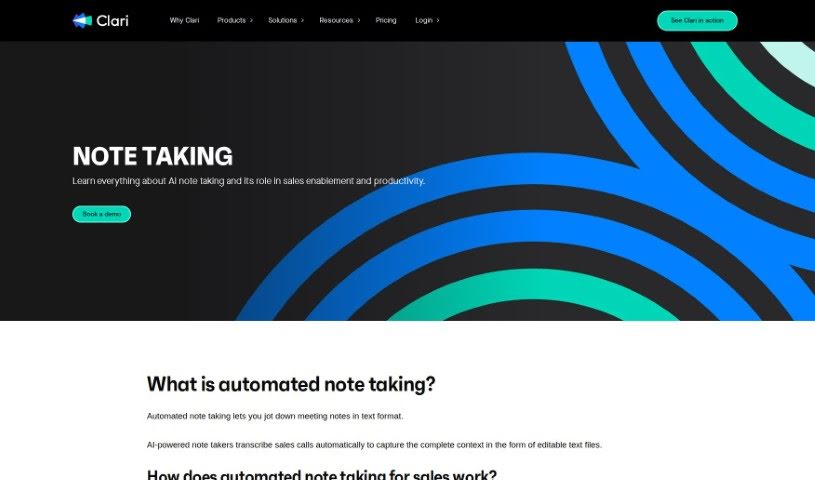 Screenshot of Clari Note Taking