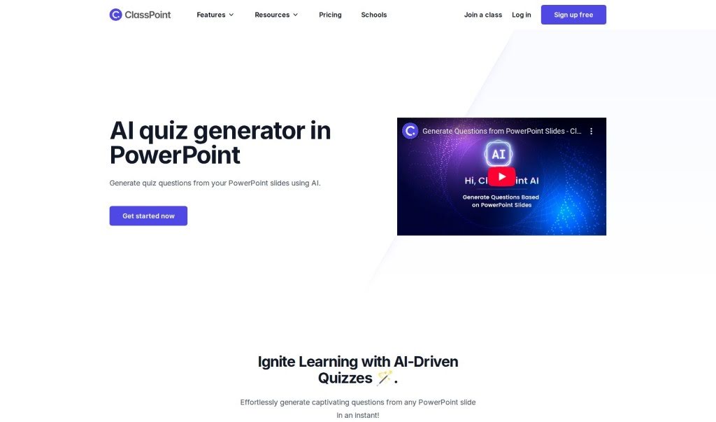 Screenshot of ClassPoint AI AI Quiz Generator