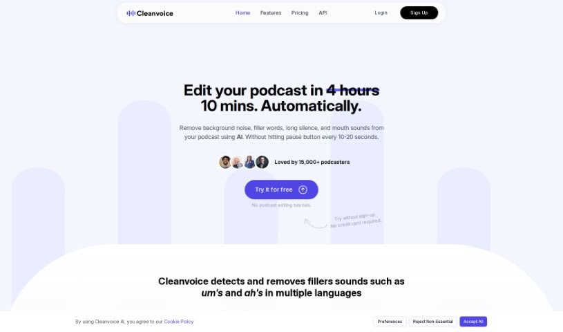 Screenshot of Cleanvoice AI