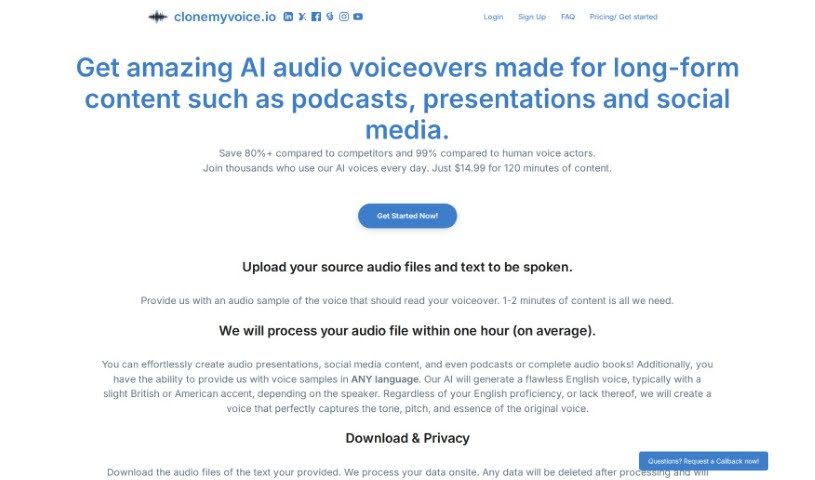 Screenshot of Clonemyvoice