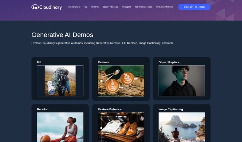 Screenshot of Cloudinary