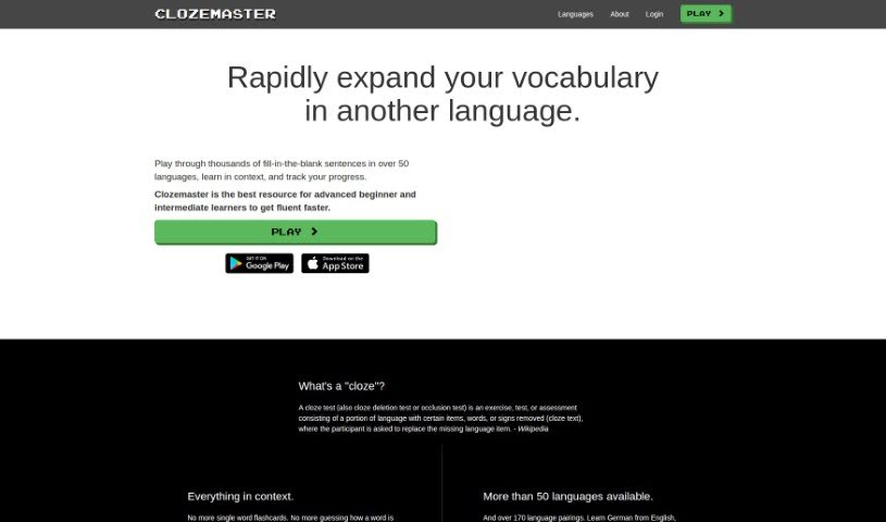 Screenshot of Clozemaster