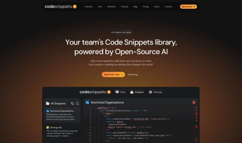 Screenshot of Code Snippets AI