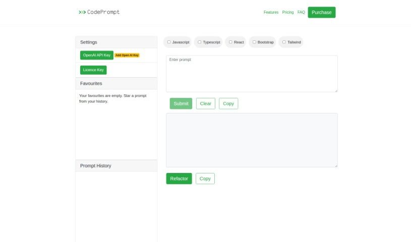Screenshot of CodePrompt