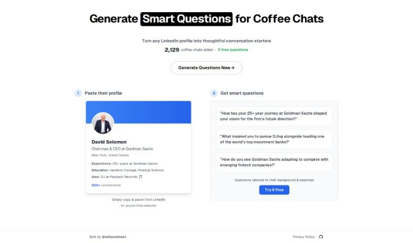 Screenshot of Coffee Chat AI
