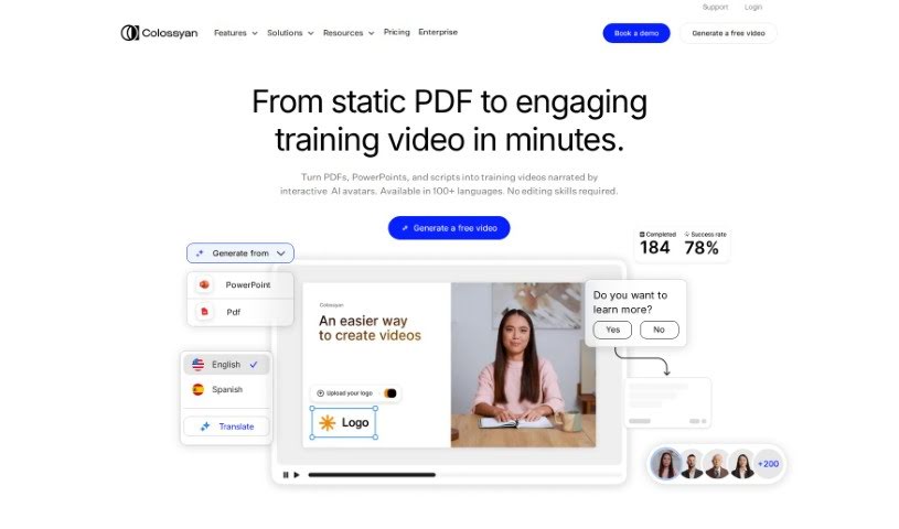 Screenshot of Colossyan