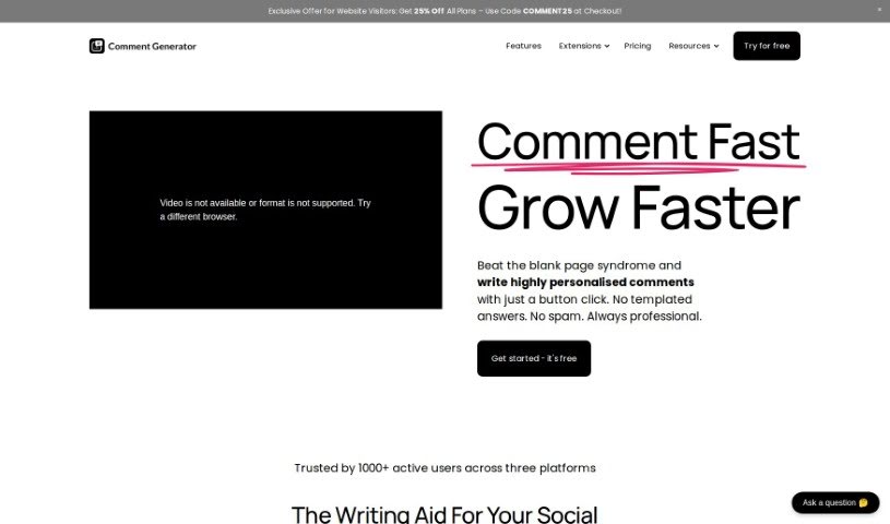 Screenshot of Comment Generator
