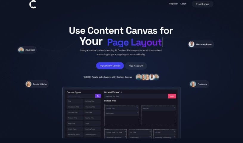 Screenshot of Content Canvas