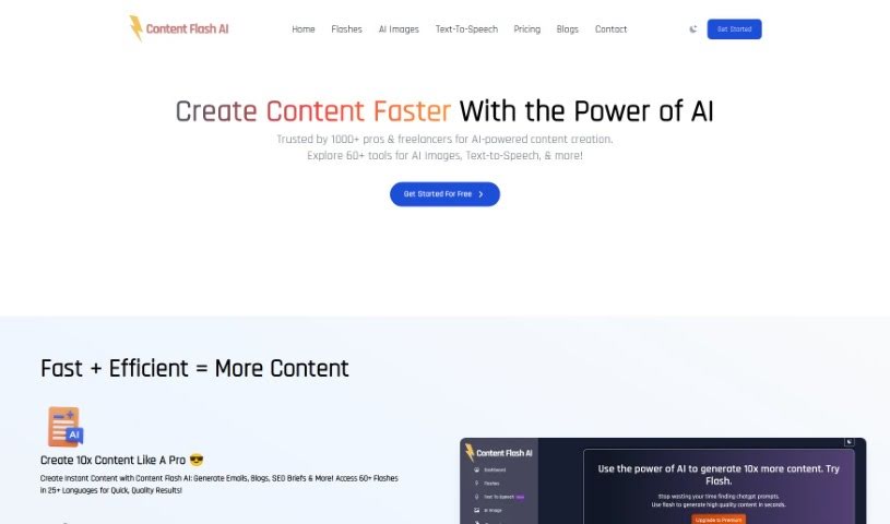 Screenshot of Content Flash AI