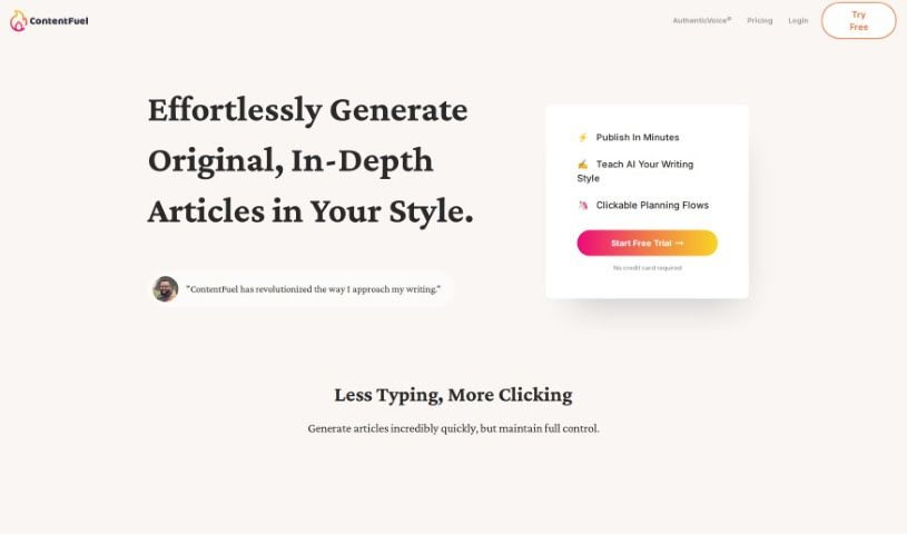 Screenshot of ContentFuel