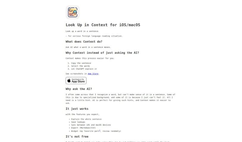 Screenshot of Context Word Lookup