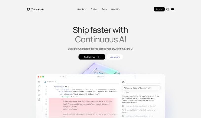 Screenshot of Continue.dev