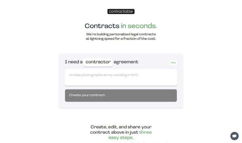 Screenshot of Contractable