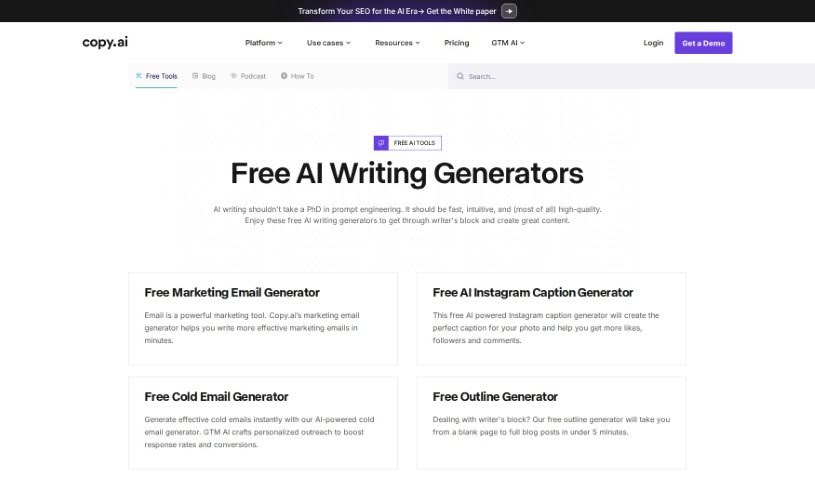 Screenshot of Copy.ai