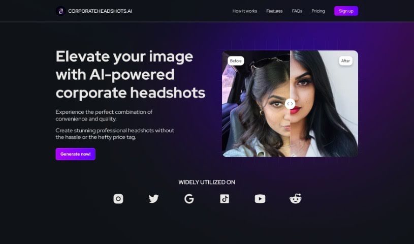 Screenshot of Corporate Headshots Ai