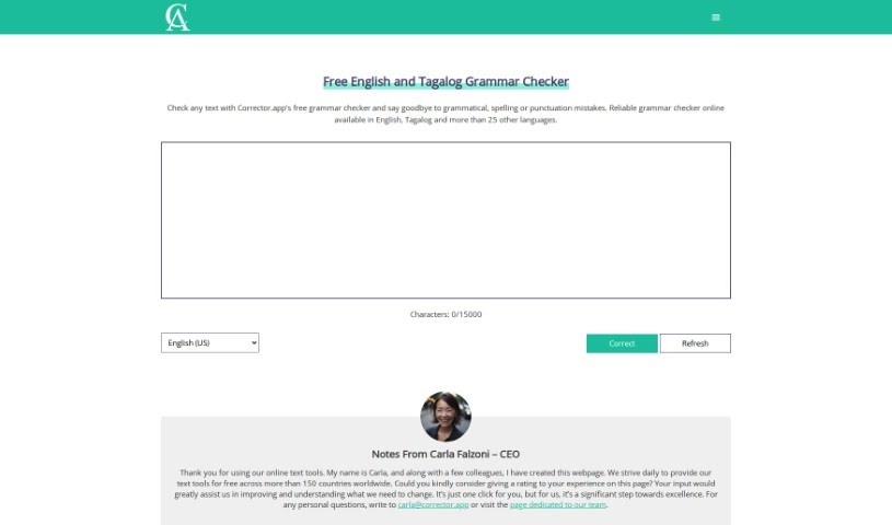 Screenshot of Corrector App
