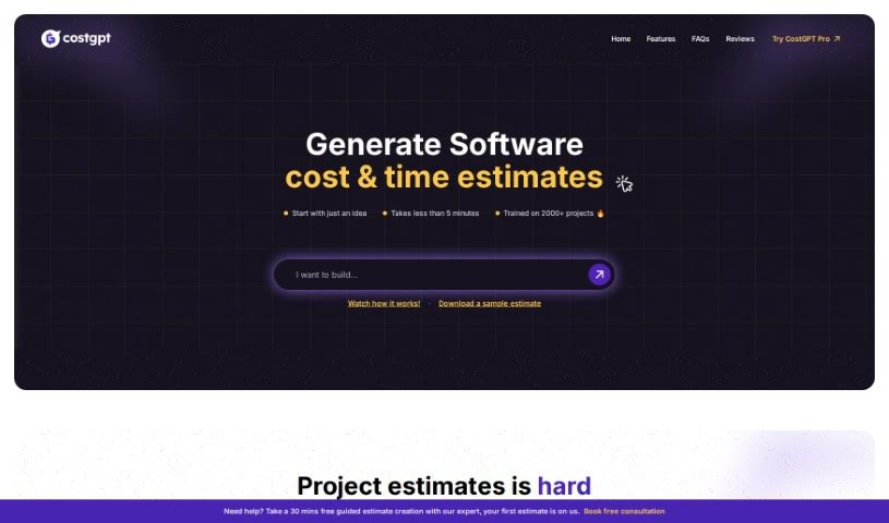 Screenshot of CostGPT AI