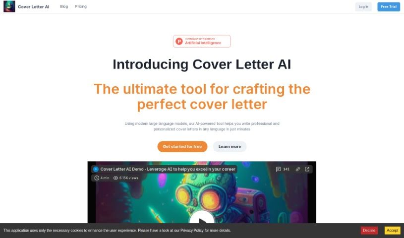 Screenshot of Cover Letter Ai