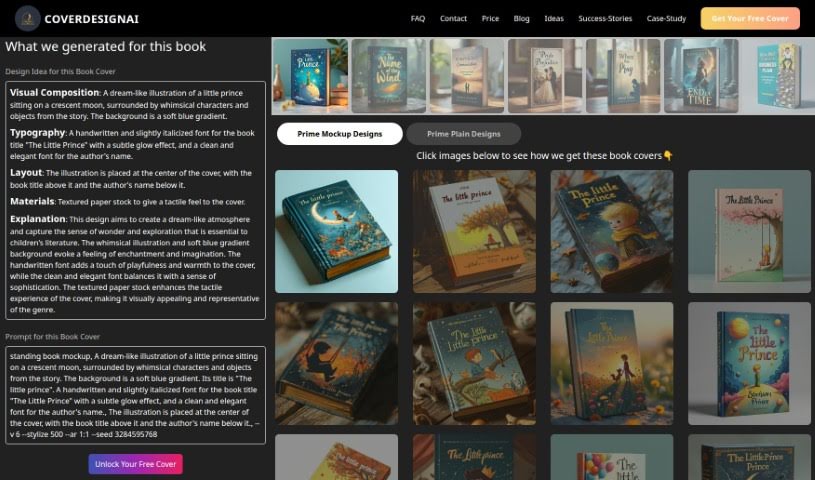 Screenshot of CoverDesign AI