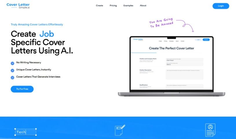 Screenshot of Coverlettersimple