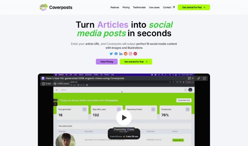 Screenshot of Coverposts