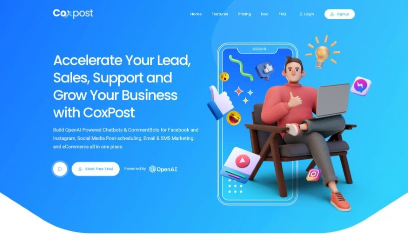 Screenshot of CoxPost