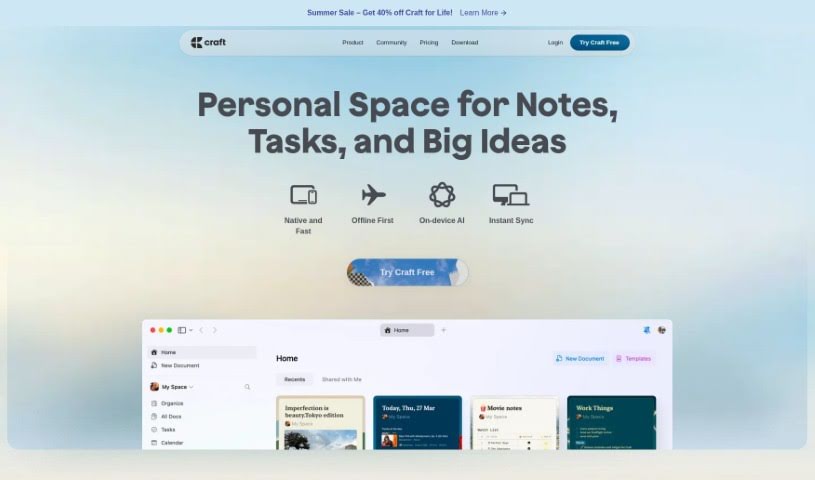Screenshot of Craft Docs