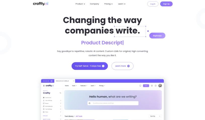 Screenshot of Craftly.ai
