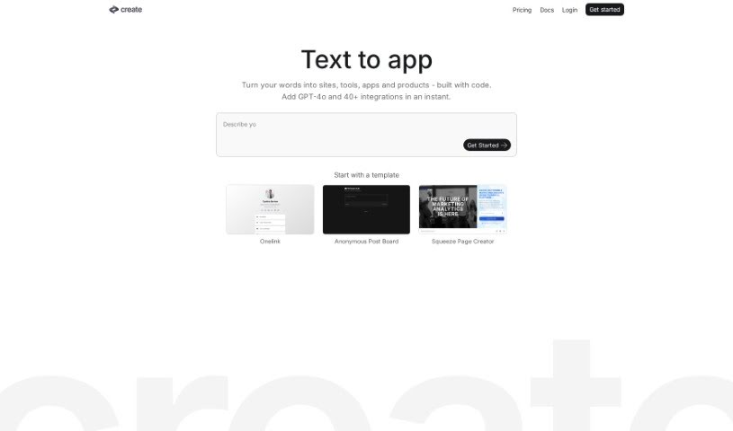 Screenshot of Create