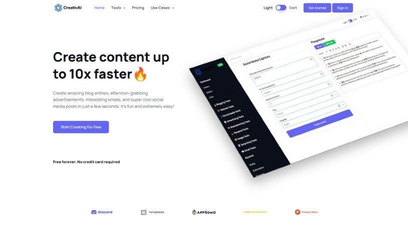 Screenshot of CreativAI