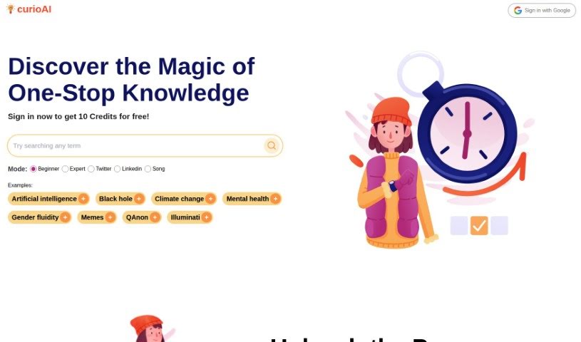 Screenshot of CurioAI