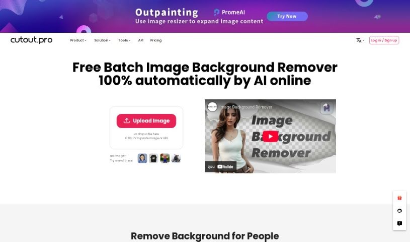 Screenshot of Cutout.Pro Remove Background