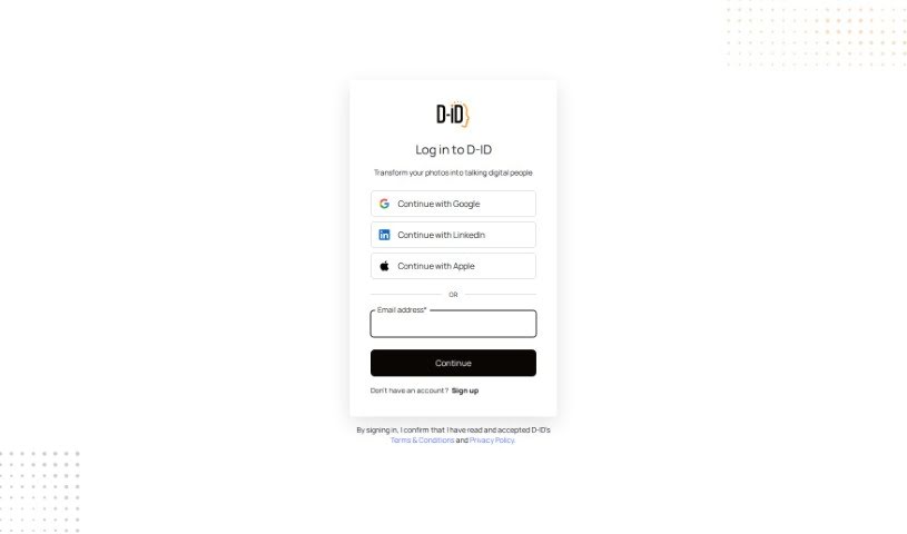 Screenshot of D-ID Studio