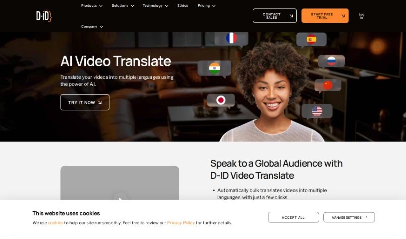 Screenshot of D-ID Video Translate