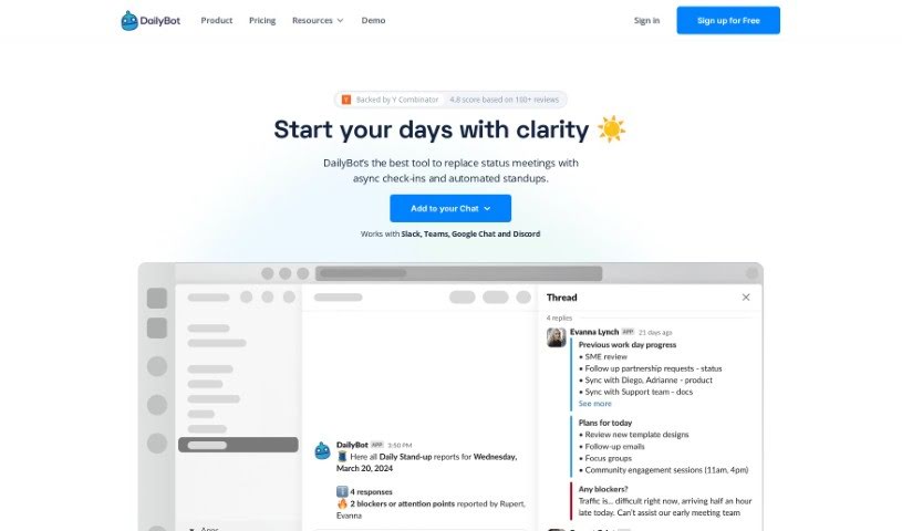 Screenshot of DailyBot