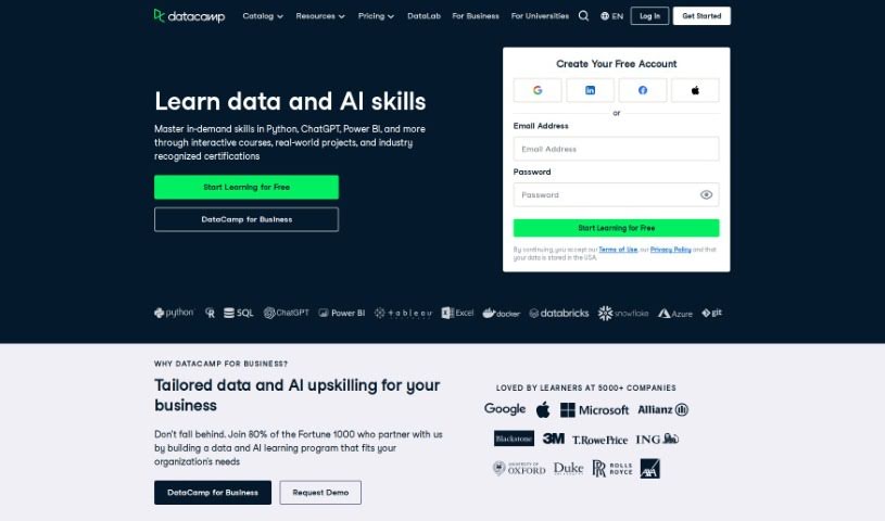 Screenshot of DataCamp